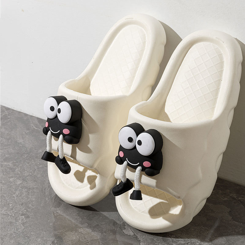 New Cartoon Frog Slippers Indoor Soft Soled Non-slip Floor Bathing Slipper For Women House Shoes Summer Couple Slippers - Mubimart -  