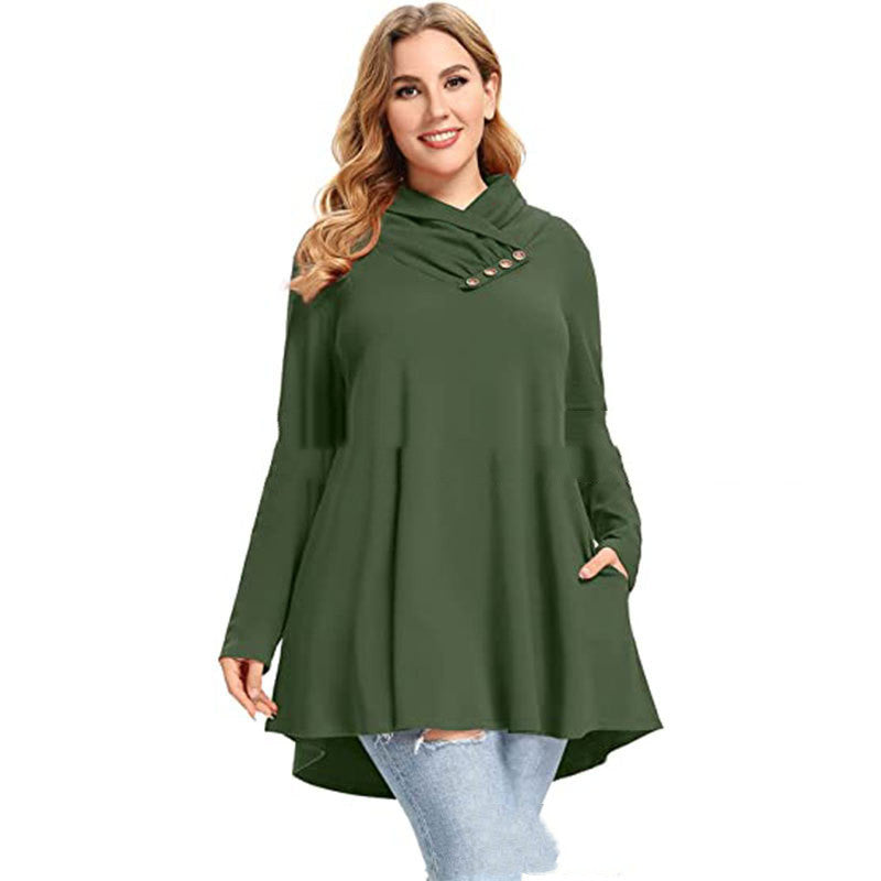 Women's Crinkle Collar Plus Size Top Long Sleeve Tunic - Mubimart -  