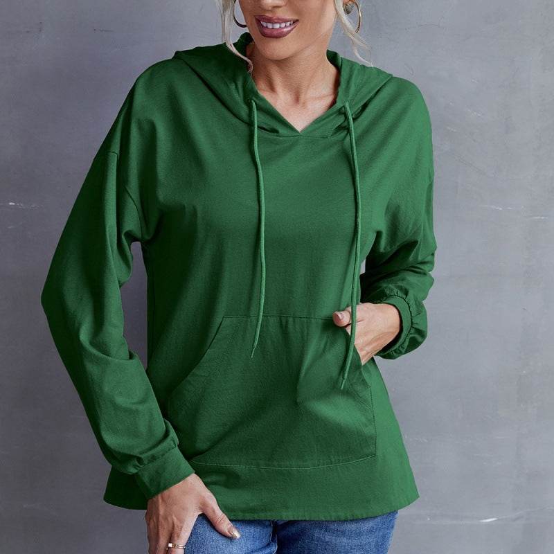 Loose Casual Plus Size Hooded Tap Pocket Sweatshirt - Mubimart