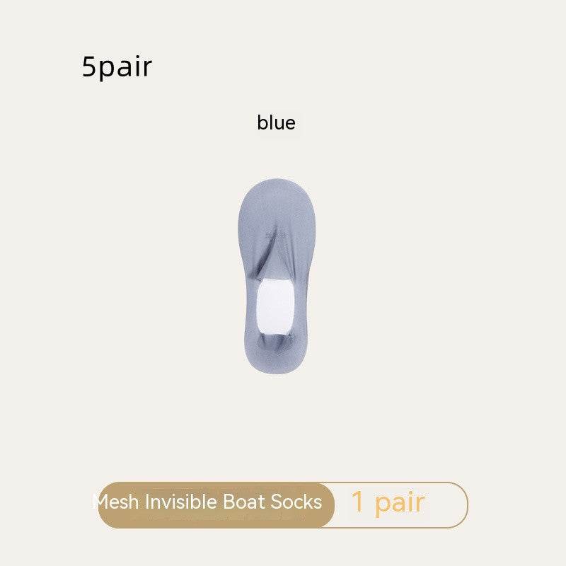Women's Mesh Boat Socks Summer Thin Cotton Bottom Non-slip Tight Ice Silk Arbitrary Cut Women's Low Cut Invisible Socks - Mubimart