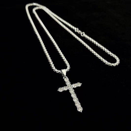 Street Diamond Cross Necklace For Men - Mubimart