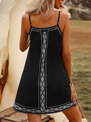 Holiday Ethnic Printing Slip Dress - Mubimart -  