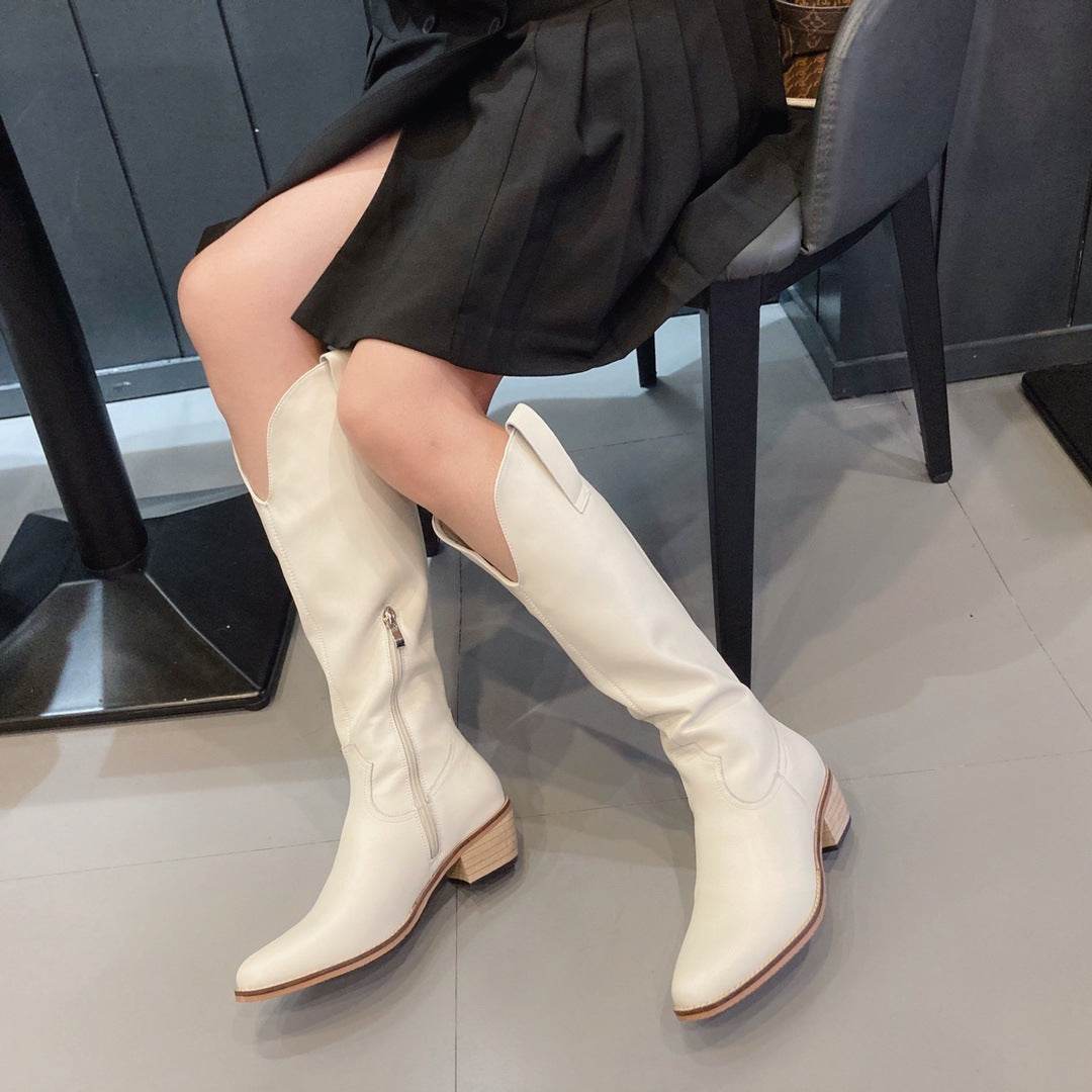 Pointed Mid-tube Boots Martin Boots Knight Boots - Mubimart