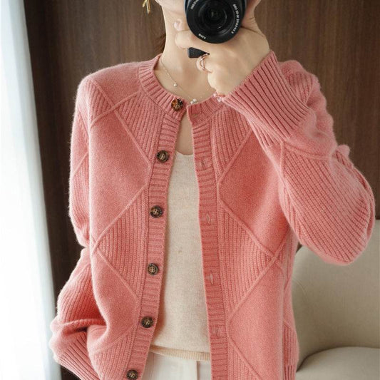 Lazy Plus Size Cardigan Net Red Sweater Coat - Mubimart