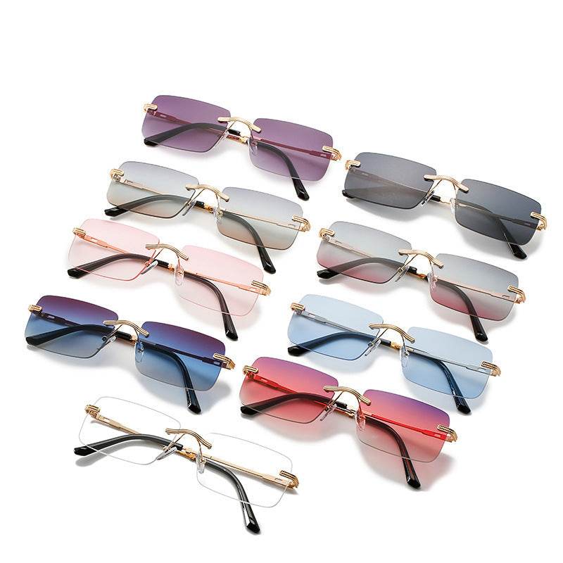 Frameless Square Fashion Sunglasses Men And Women Metal Sunglasses - Mubimart