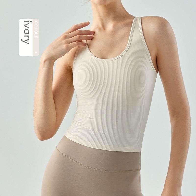 Yoga Workout Clothes Top With Chest Pad - Mubimart
