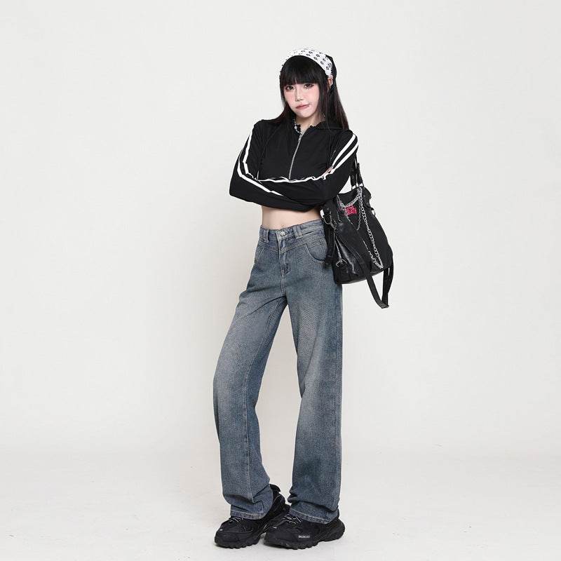 Nostalgic High Waist Wide Leg Jeans For Women - Mubimart
