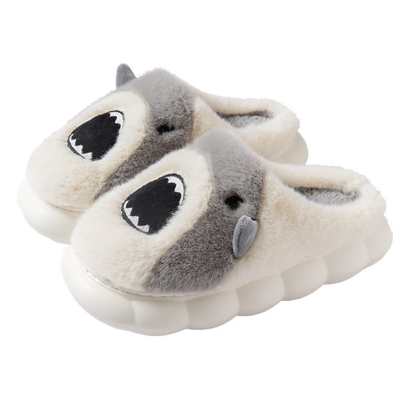 Shark Slippers Cute Cartoon Warm Winter Plush Fuzzy Shoes Women - Mubimart -  