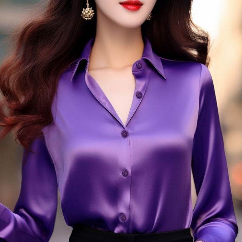 Professional Retro Unique Chic Purple Blouse Women Tops - Mubimart