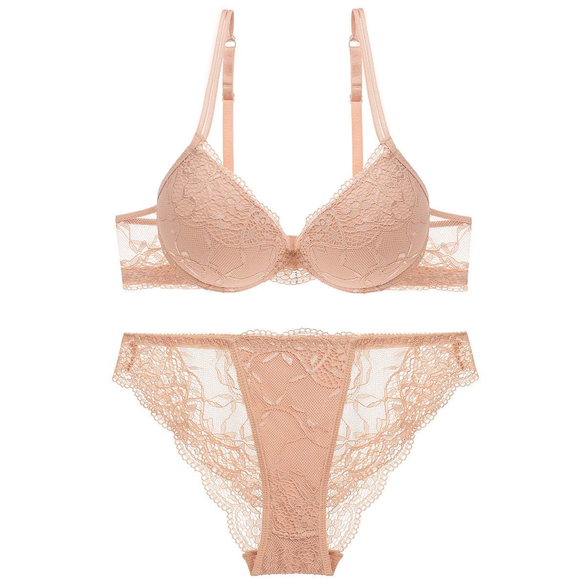 Young Women's Lace Push Up Bra Set - Mubimart