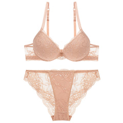 Young Women's Lace Push Up Bra Set - Mubimart - Push-up bra 