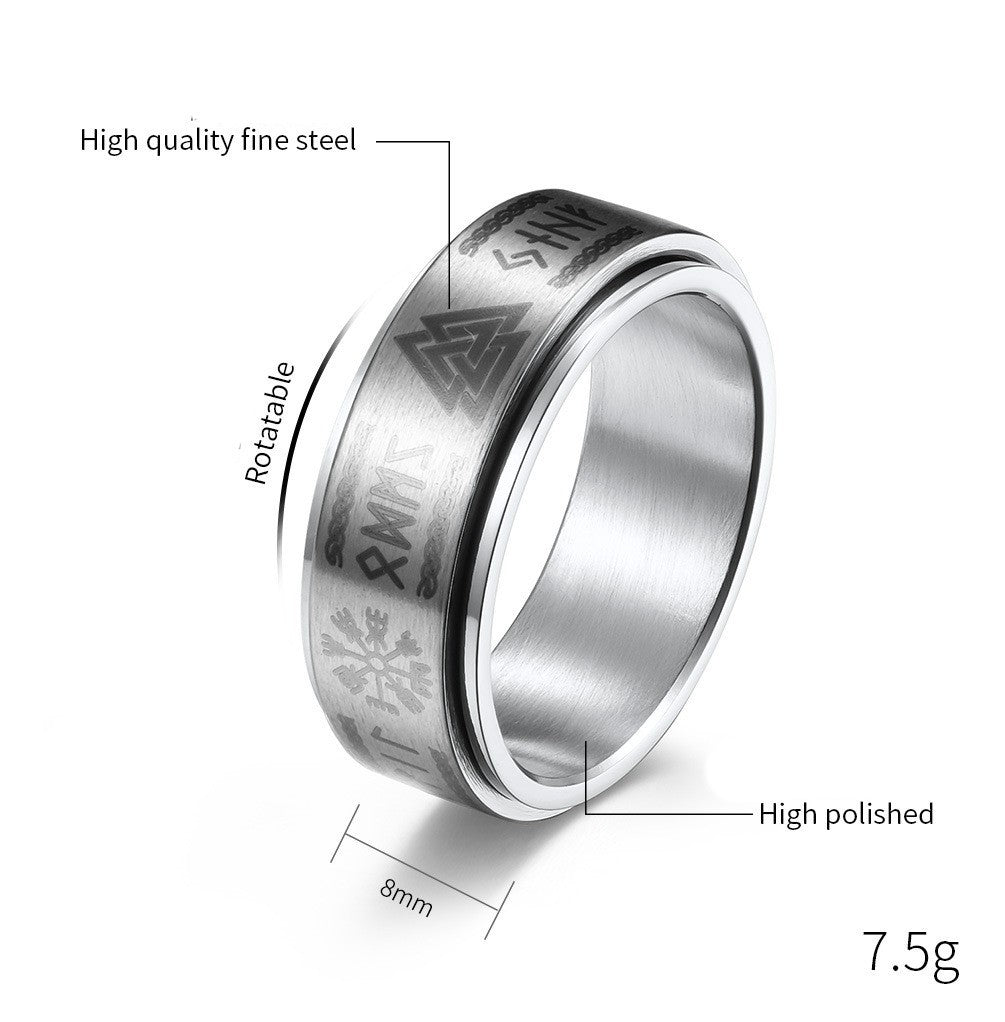 Draaibare titanium stalen ring voor mannen