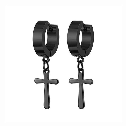 Fashion Cross Pendant Drop Earrings For Men - Mubimart