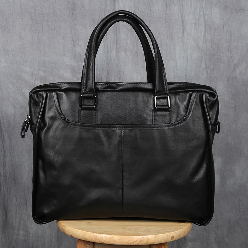 Men's Portable Leather Leisure Briefcase