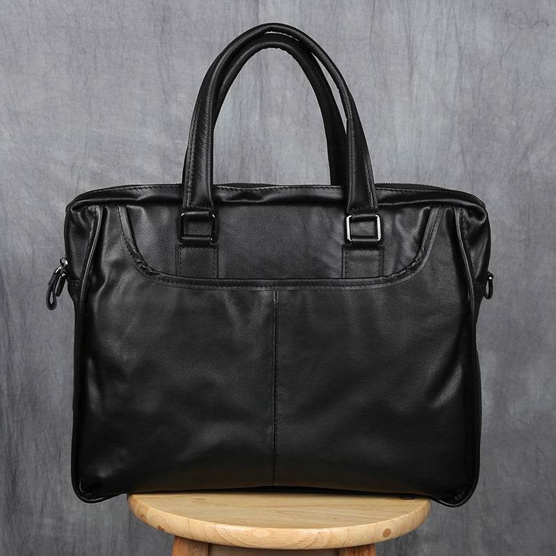 Men's Portable Leather Leisure Briefcase - Mubimart