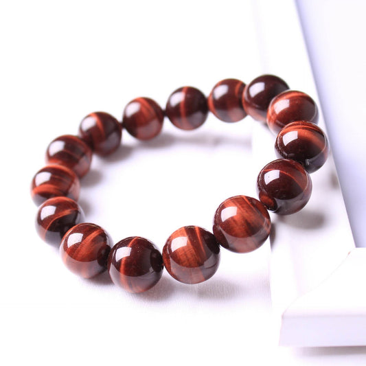 Natural Red Tiger Eye Gemstone Single Circle Bracelet For Men - Mubimart