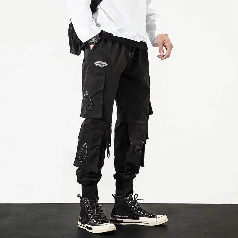 Men's Large Cropped Baggy Cargo Pants - Mubimart