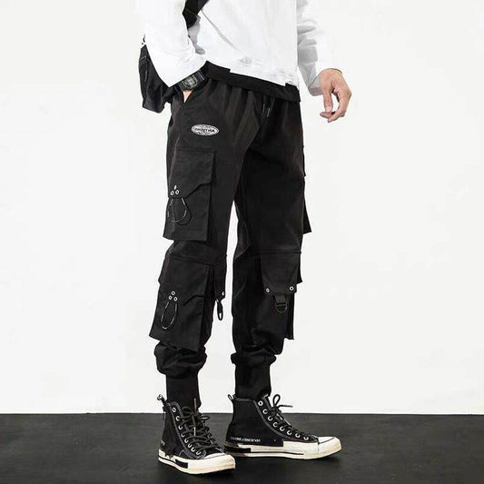 Men's Large Cropped Baggy Cargo Pants - Mubimart