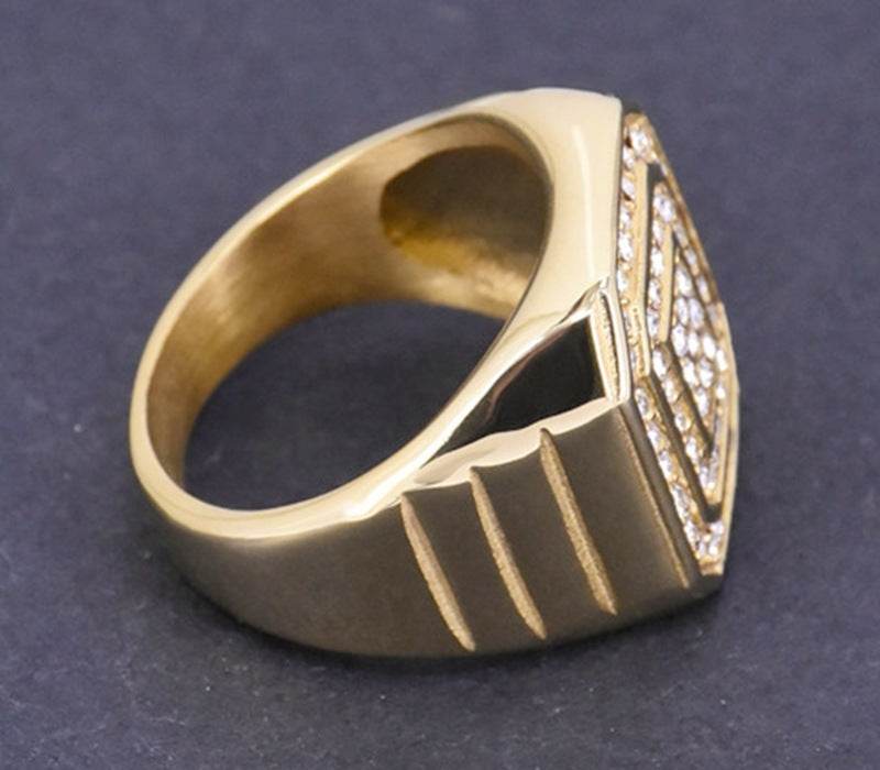 Hip-hop Punk INS Style Titanium Steel Gold-plated Ring Trendy Men - Mubimart