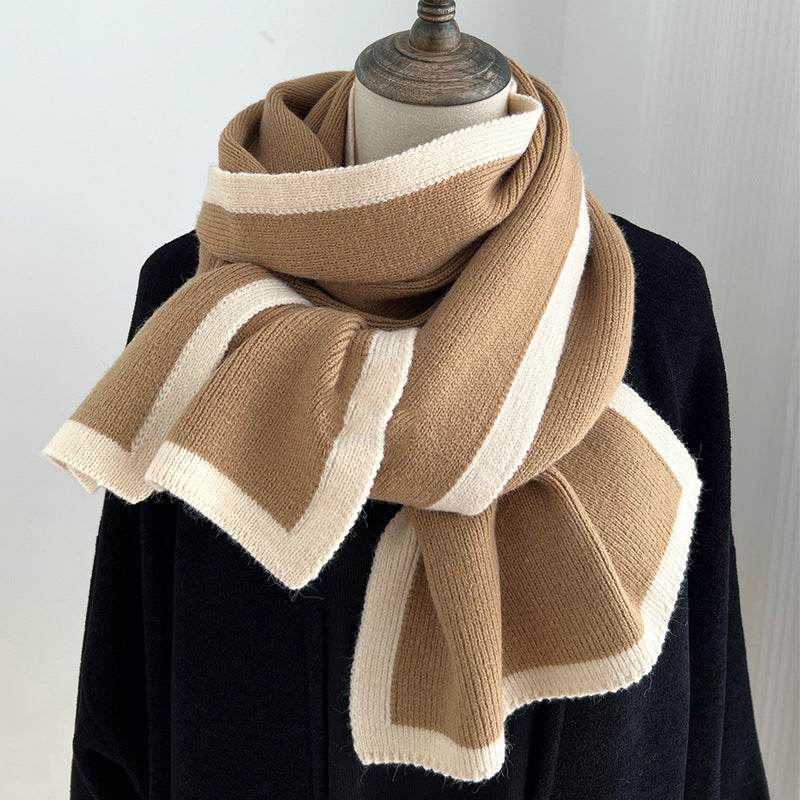 Color Matching Scarf Knitted Wool Scarf - Mubimart