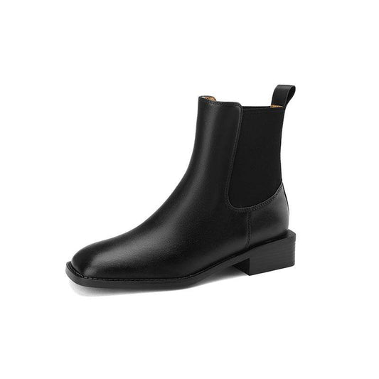 British Style Square Toe Vintage Ankle Boots - Mubimart