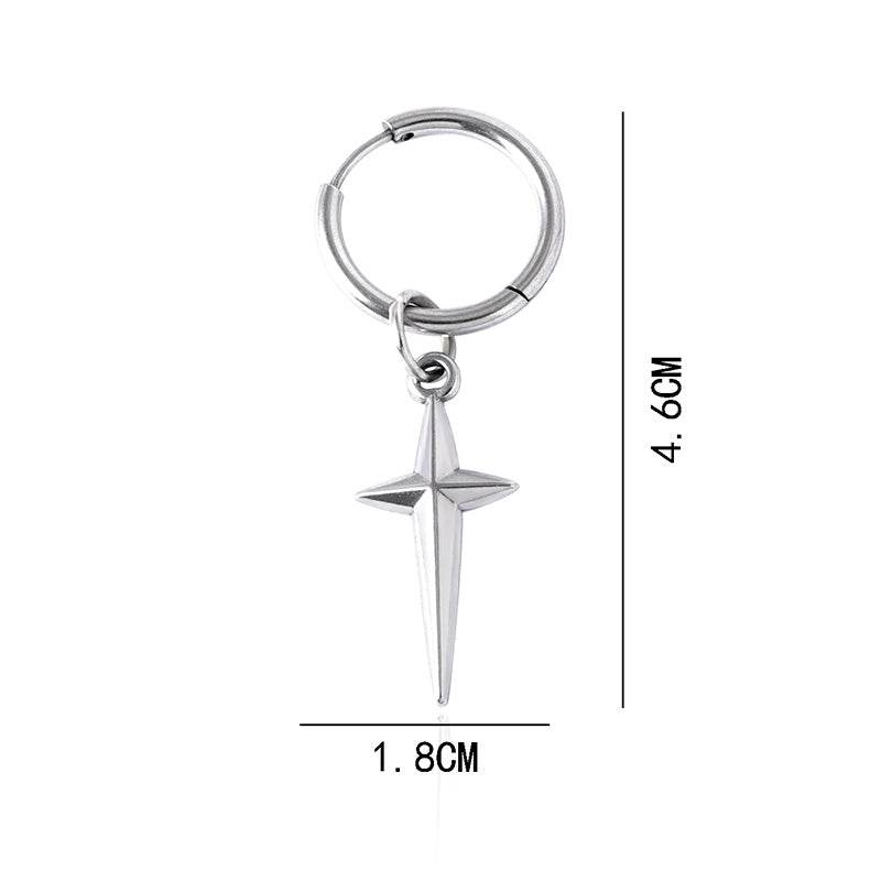 Minimalist Cross Dangle Earrings For Women Men Trend Hip-hop Punk Silver Single Earrings Birthday Gift Jewelry - Mubimart