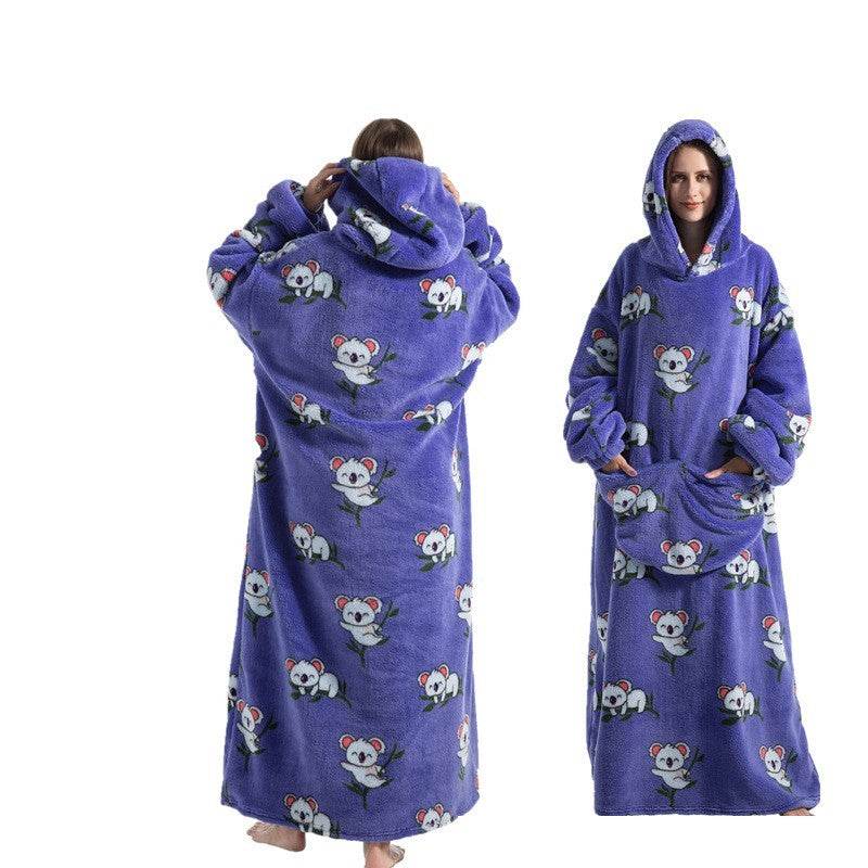 New Plus-sized Widened Homewear Lazy Blanket Warm Nightgown - Mubimart