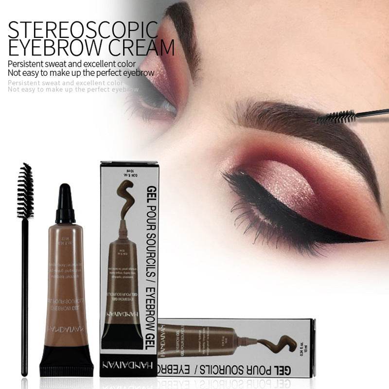 Eyebrow Makeup Henna Gel Black Brown Waterproof Durable Liquid Tint Brush Sets Tattoo Paint Kit Cream Enhancer Dye Cosmetic Tool - Mubimart