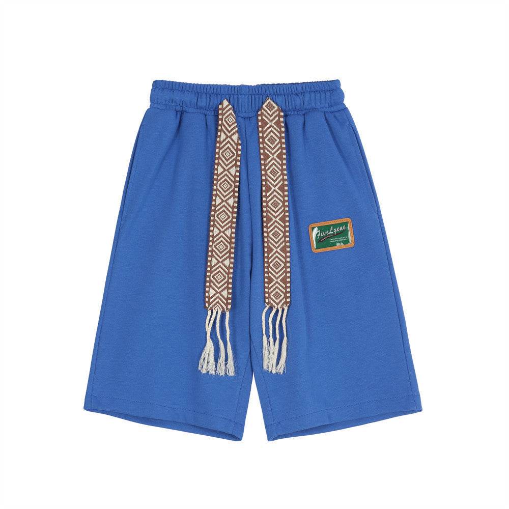 Streamer Casual Shorts Mens Elastic Waist Cropped Pants - Mubimart