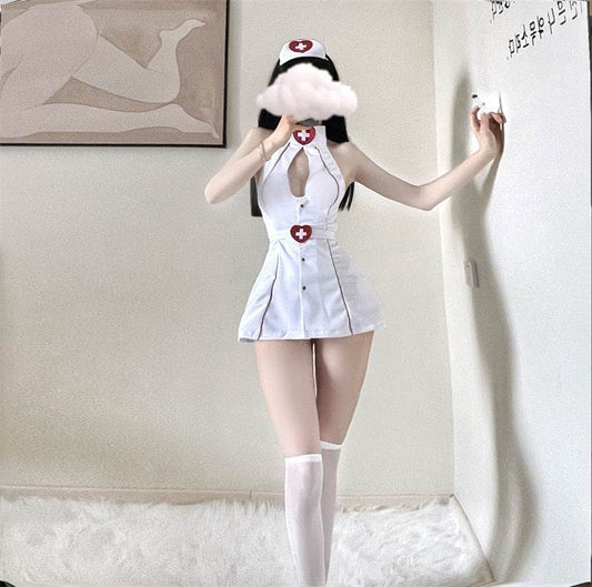 Women's Fashion Simple Nurse One-piece Hosiery Set - Mubimart