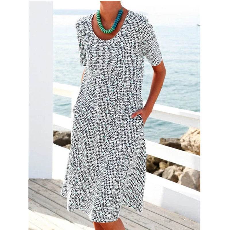 Summer Plus Size Women's Floral Print Midi Dress - Mubimart