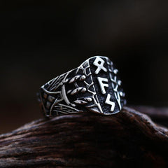 Vintage Stainless Steel Viking Ring Men