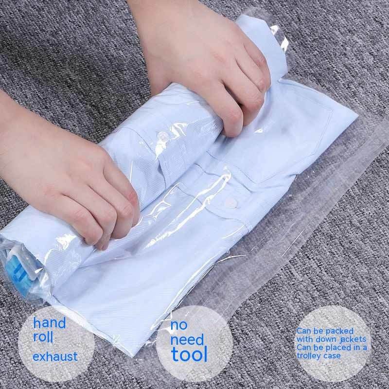 Vacuum Compression Hand Roll Travel Storage Bag - Mubimart