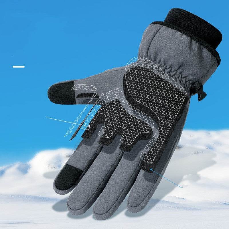 Warm Winter Ski Gloves For Men Outdoor Cycling With Fleece Thickened - Mubimart
