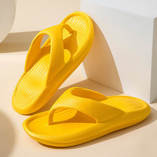 Solid Color Striped Texture Flip-Flops Slippers For Women Men Non-slip Wear-resistant House Shoes Summer Outdoor Beach Shoes Couple - Mubimart