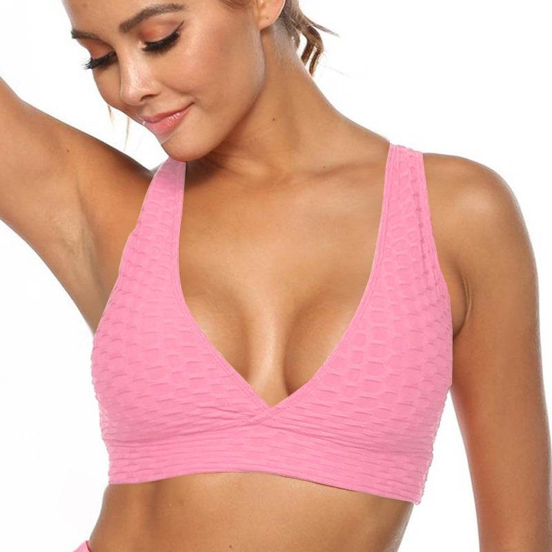 Fitness Womens Bra Strap Hanging Neck Sexy Bralette Elastic Stitching - Mubimart
