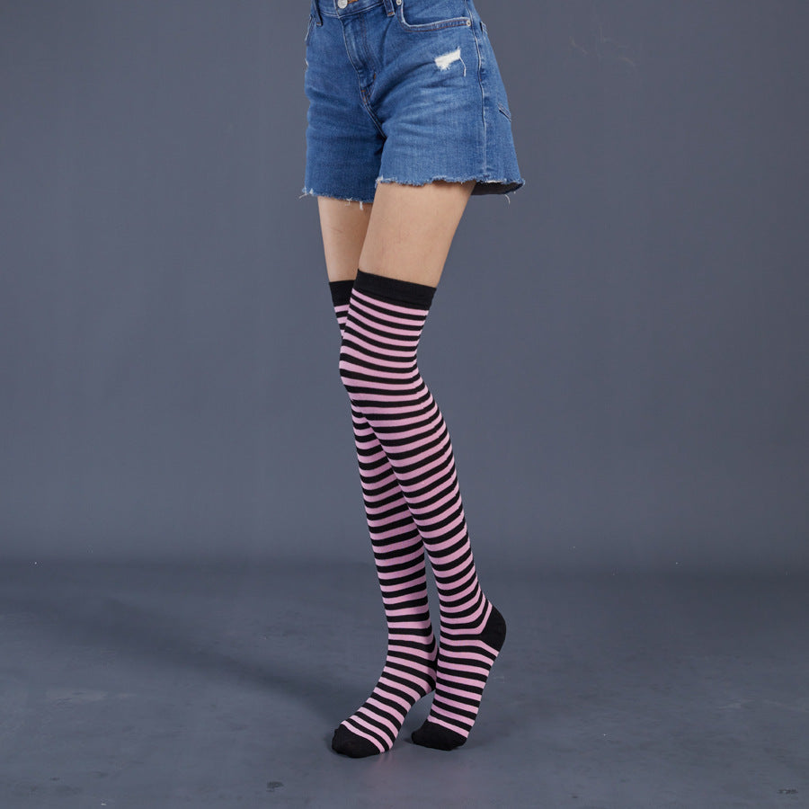 Thin Stripes Stockings Over The Knee Thickened High Tube Ladies Dance Party Performance Socks - Mubimart -  