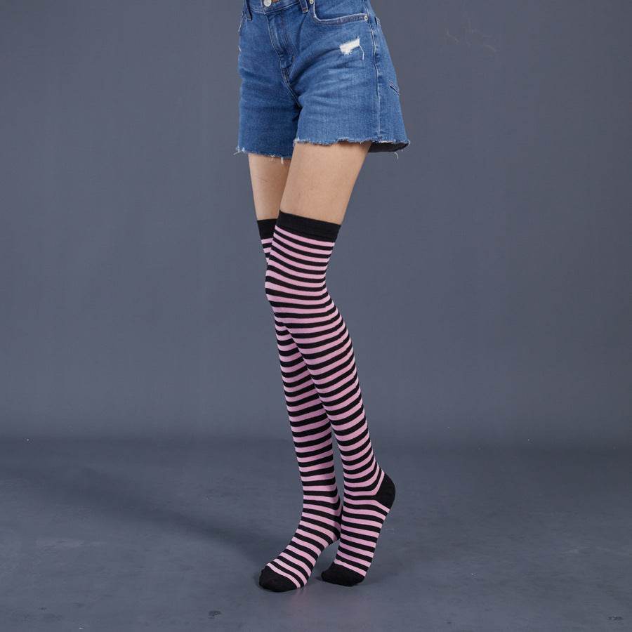 Thin Stripes Stockings Over The Knee Thickened High Tube Ladies Dance Party Performance Socks - Mubimart