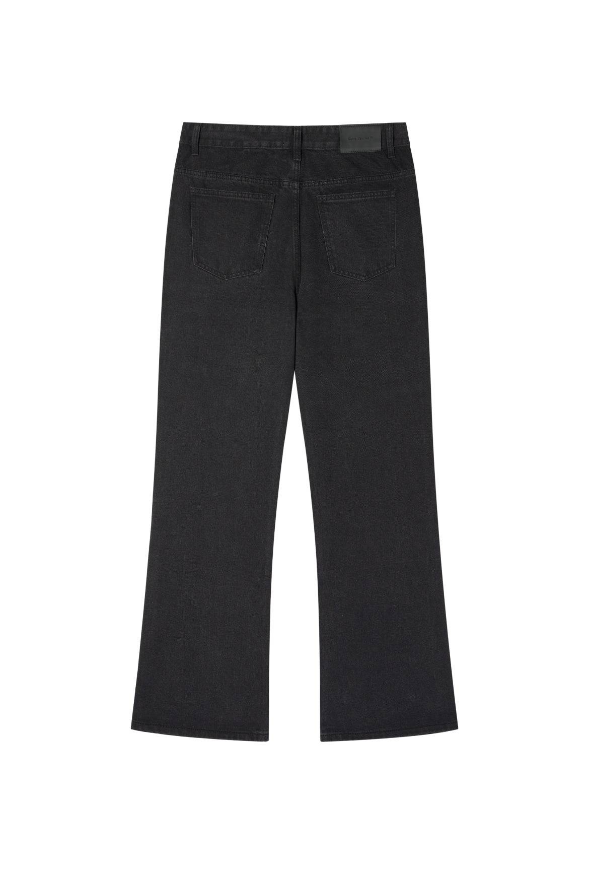 Black Bootcut Jeans Washed Retro Distressed - Mubimart