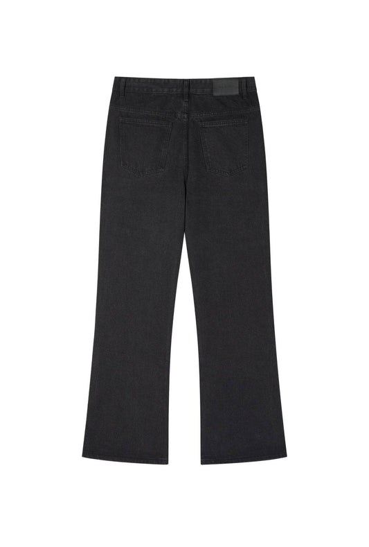 Black Bootcut Jeans Washed Retro Distressed - Mubimart