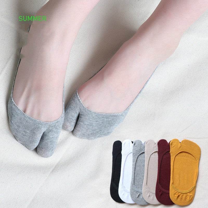 Two-toe Socks Split Toe Low Cut Women's Socks Anti-slip Invisible Socks - Mubimart