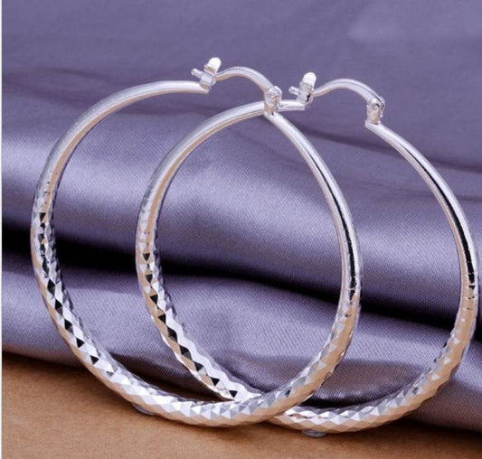 925 Silver Exaggerated Large Hoop Earrings Hoop Earrings - Mubimart