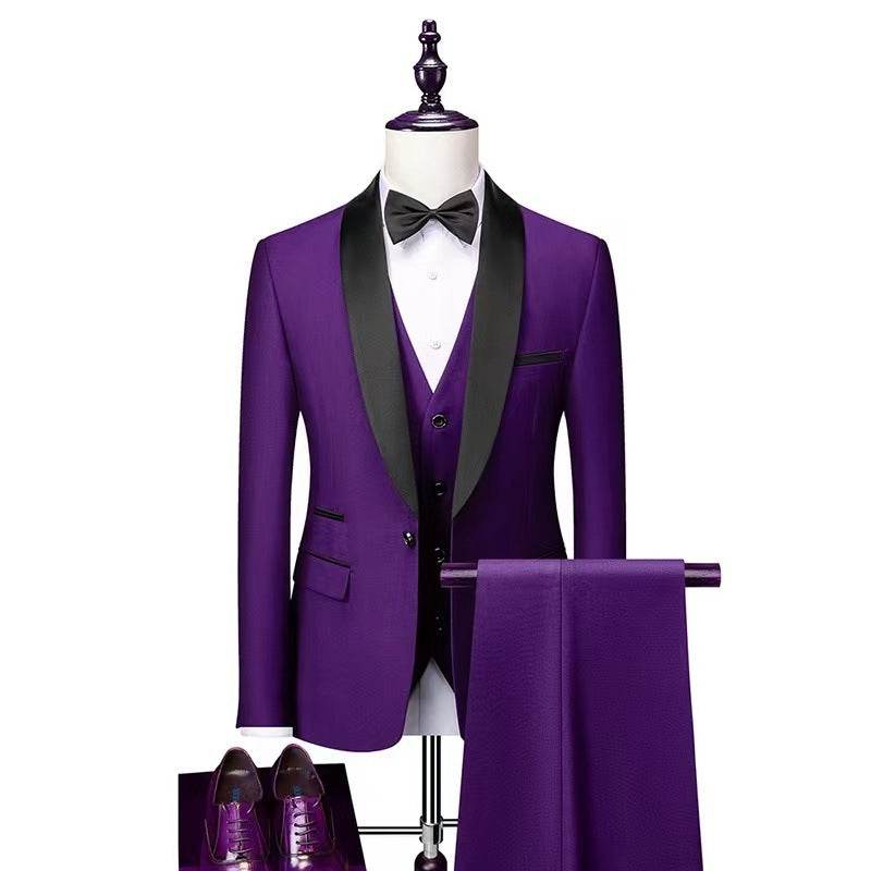 Men 3 Pieces Suit Set Men Wedding Suits Groom Tuxedos - Mubimart