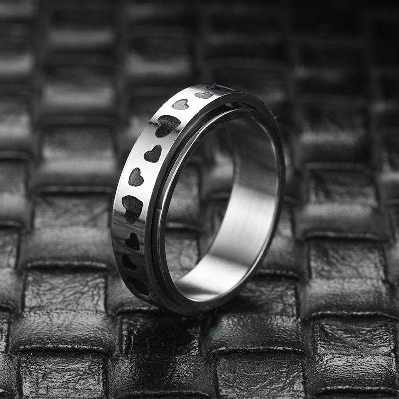 Heart-shaped Rotatable Titanium Steel Ring For Men - Mubimart