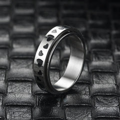 Heart-shaped Rotatable Titanium Steel Ring For Men