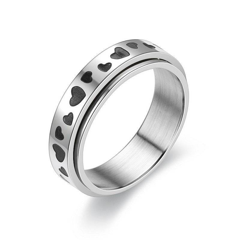 Heart-shaped Rotatable Titanium Steel Ring For Men - Mubimart