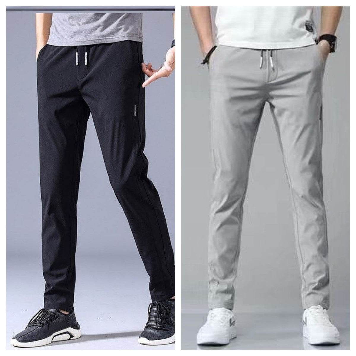 Drawstring Trousers Thin Casual Pants Korean Version Loose Straight Sweatpants Mens Clothing - Mubimart