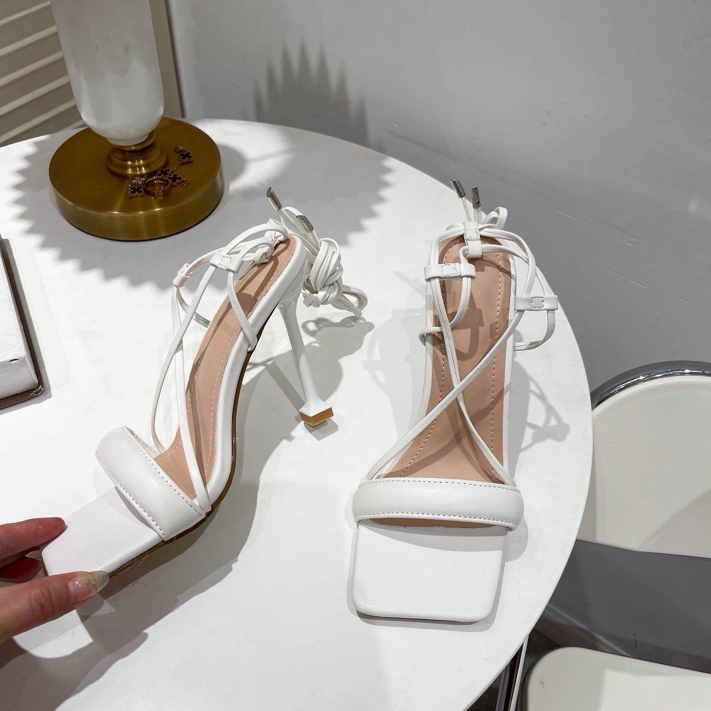 Stiletto Cutout Ankle Strap Stiletto Heels - Mubimart
