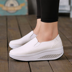 Spring And Autumn Loafers Women's Leather White Shoes Women