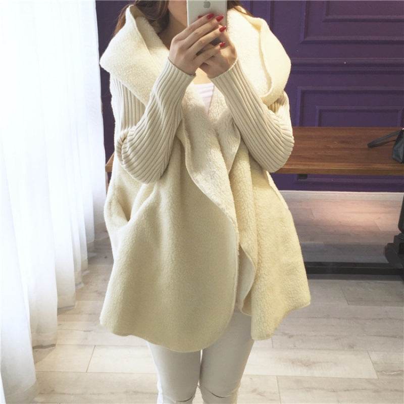 Lambs Wool Plus Size Loose Sweater Cardigan - Mubimart